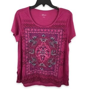 Style & Co Embroidered Floral Short Sleeve Lightweight Top